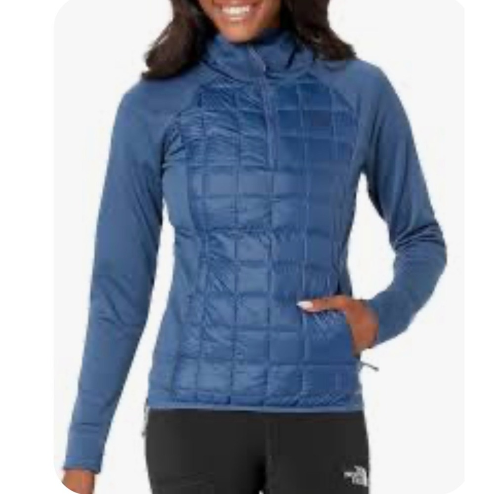 The North Face Women Size L Thermoball Hybrid 1/4 Zip Jacket Slim Fit Shady Blue